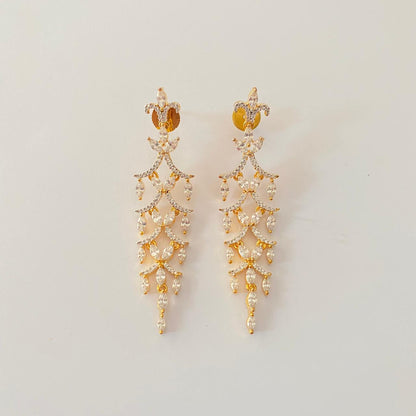 Gold Plated Long A.D Dangler Earring
