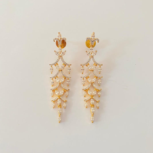 Gold Plated Long A.D Dangler Earring