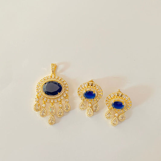 Gold Plated Blue Pendant Set