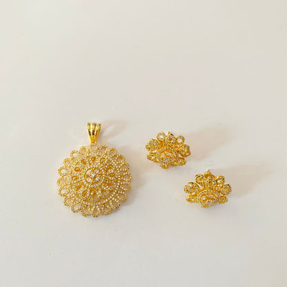 Gold Plated Diamond Pendant Set