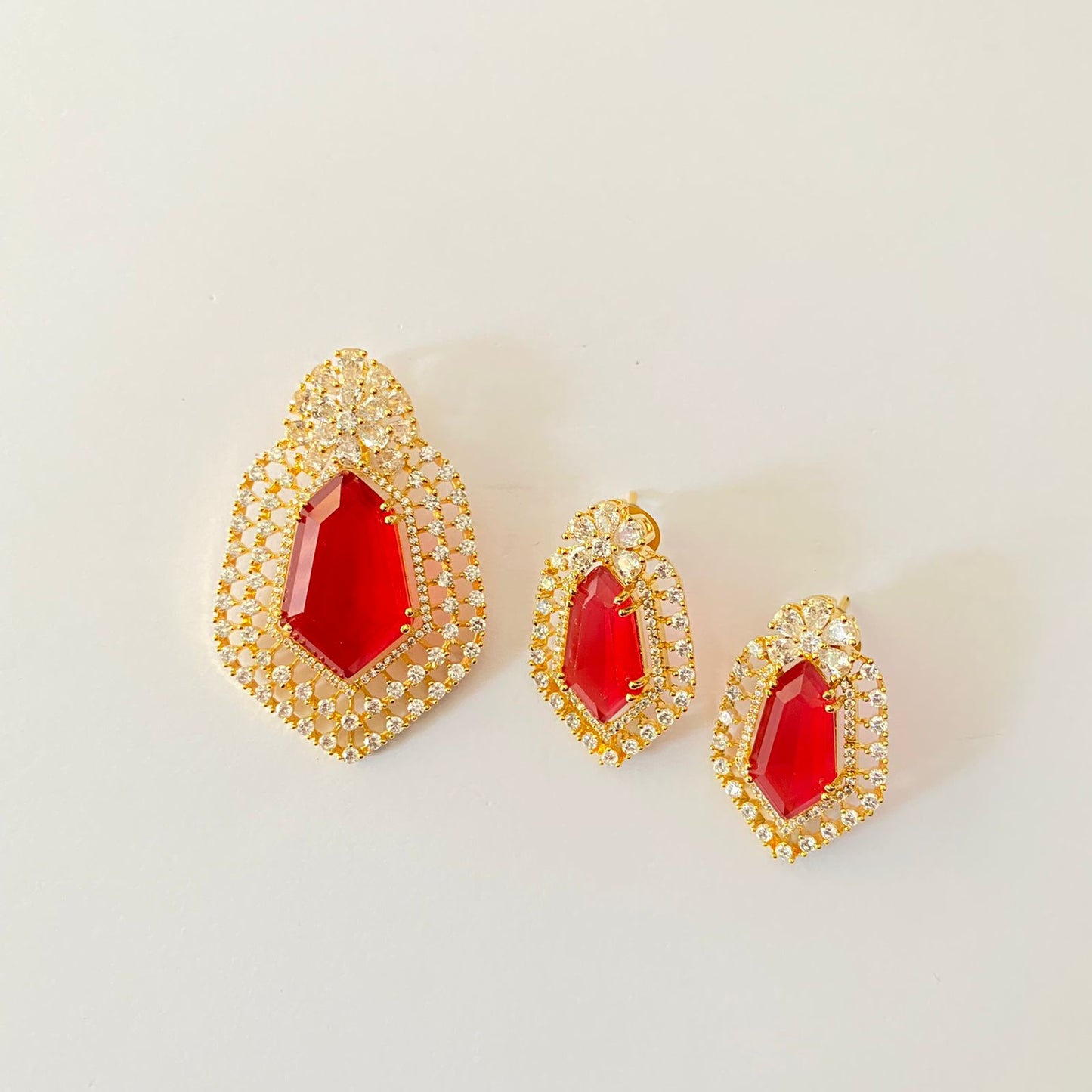 Ruby Gold Plated Pendant Set