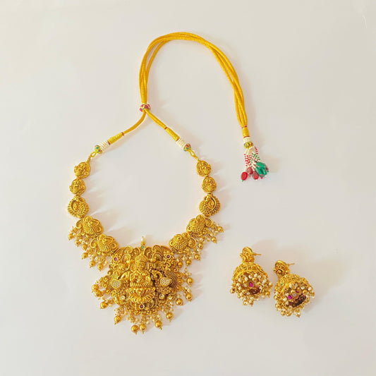 Antique Temple Gold Plated Necklace Set