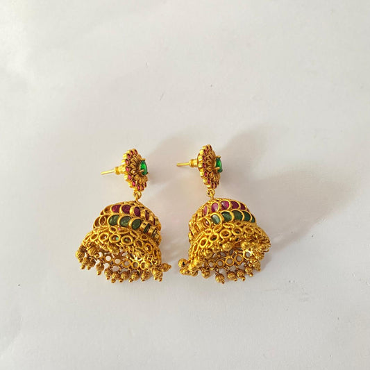 Gold Plated Antique Design Jhumka Earring