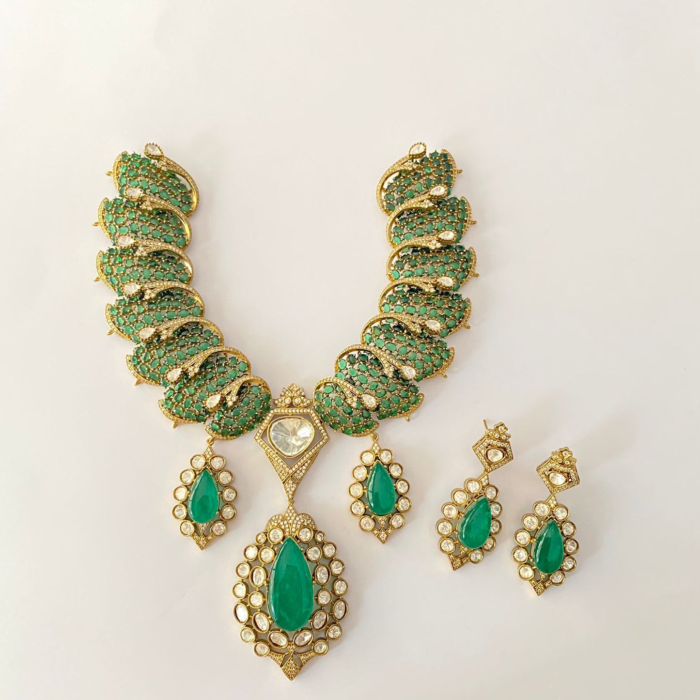 Emerald Moissanite Necklace Set