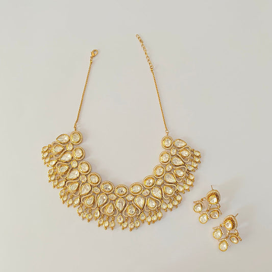 Moissanite Kundan Antique Necklace Set