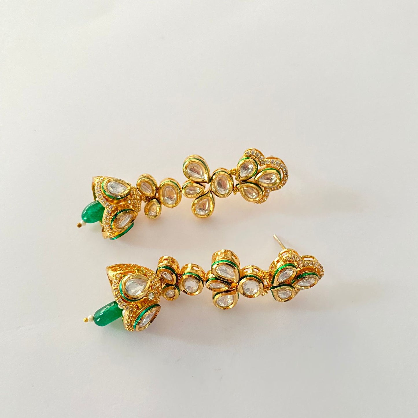 Gold Plated Green Kundan Earring