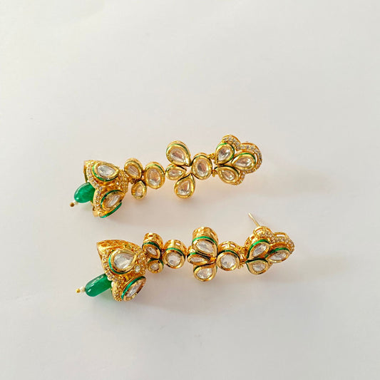 Gold Plated Green Kundan Earring