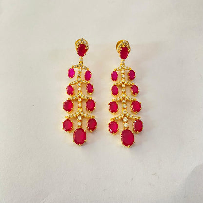 Ruby Gold Plated  Hanging Earring