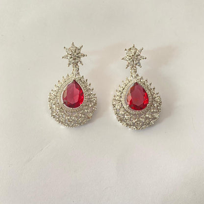 Ruby Silver Plated Drop Earring