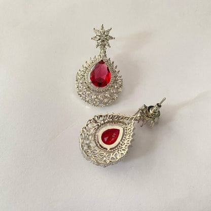 Ruby Silver Plated Drop Earring