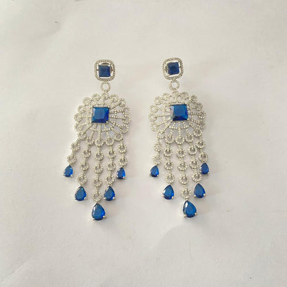 Blue Stone Silver Plated Earring