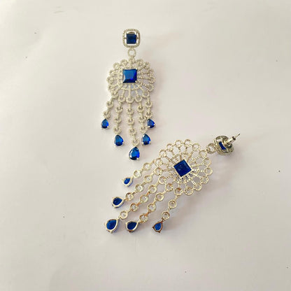Blue Stone Silver Plated Earring