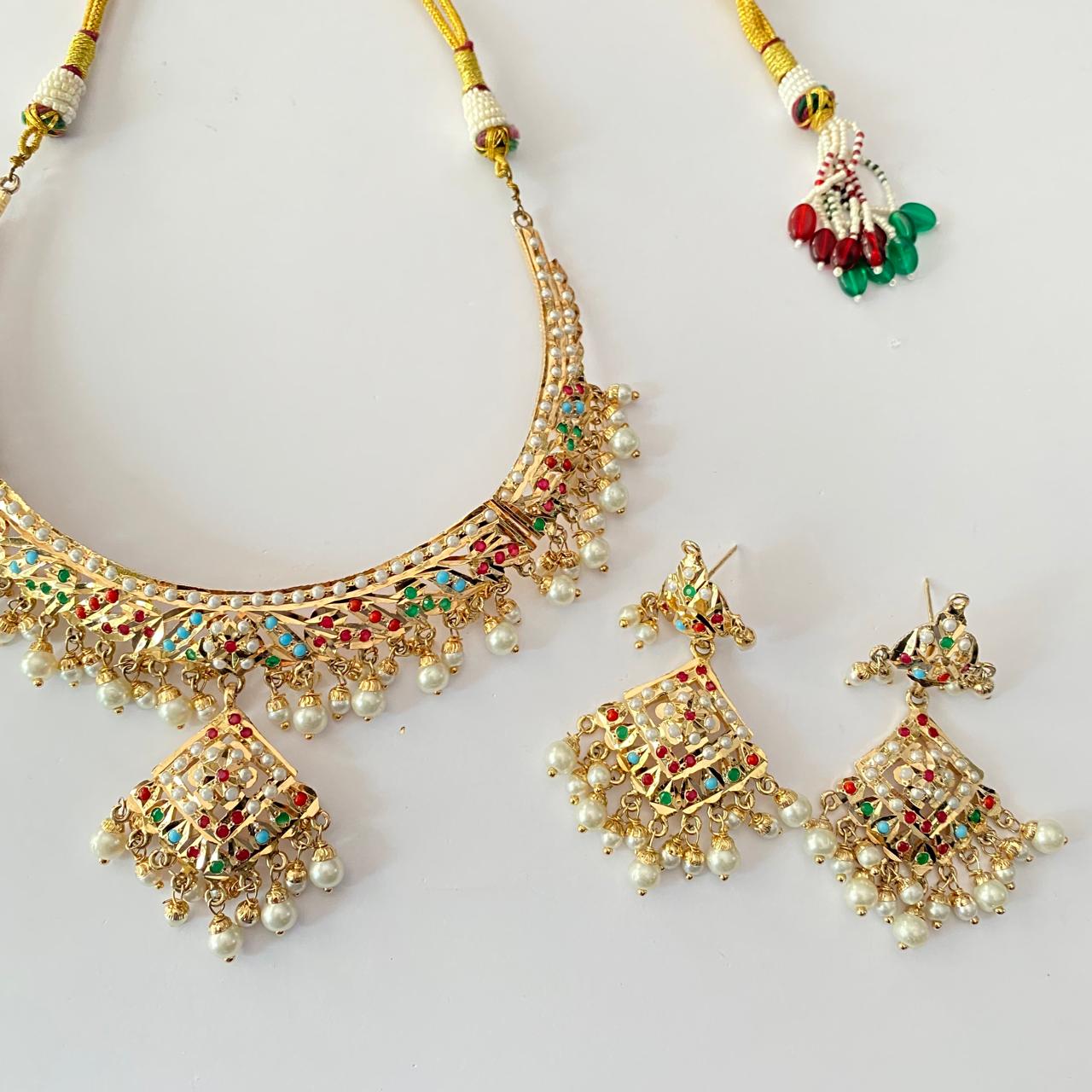 Multi Color Jadau latest Necklace Set