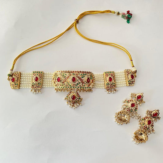 Jadau Ruby green latest chokar Set
