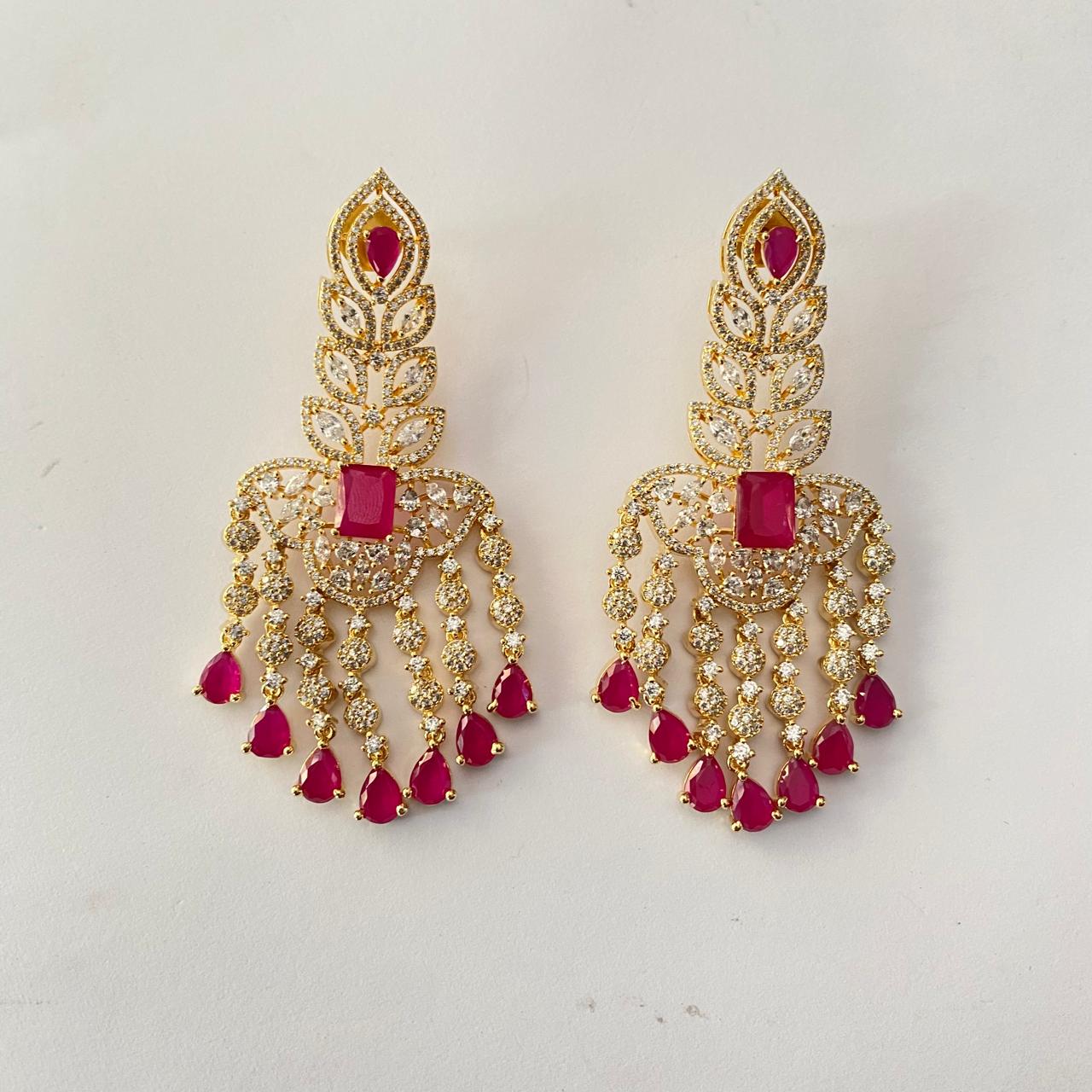 Ruby Gold Plated Earring