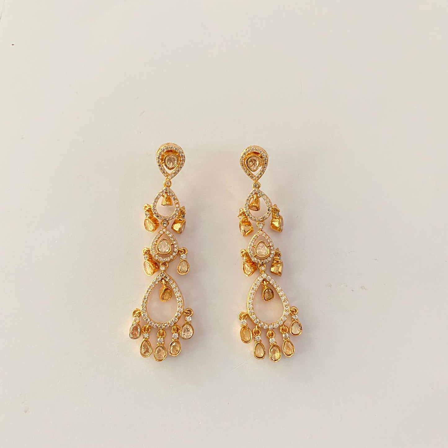 Moissanite Gold Plated Dangler Earring