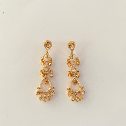 Moissanite Gold Plated Dangler Earring