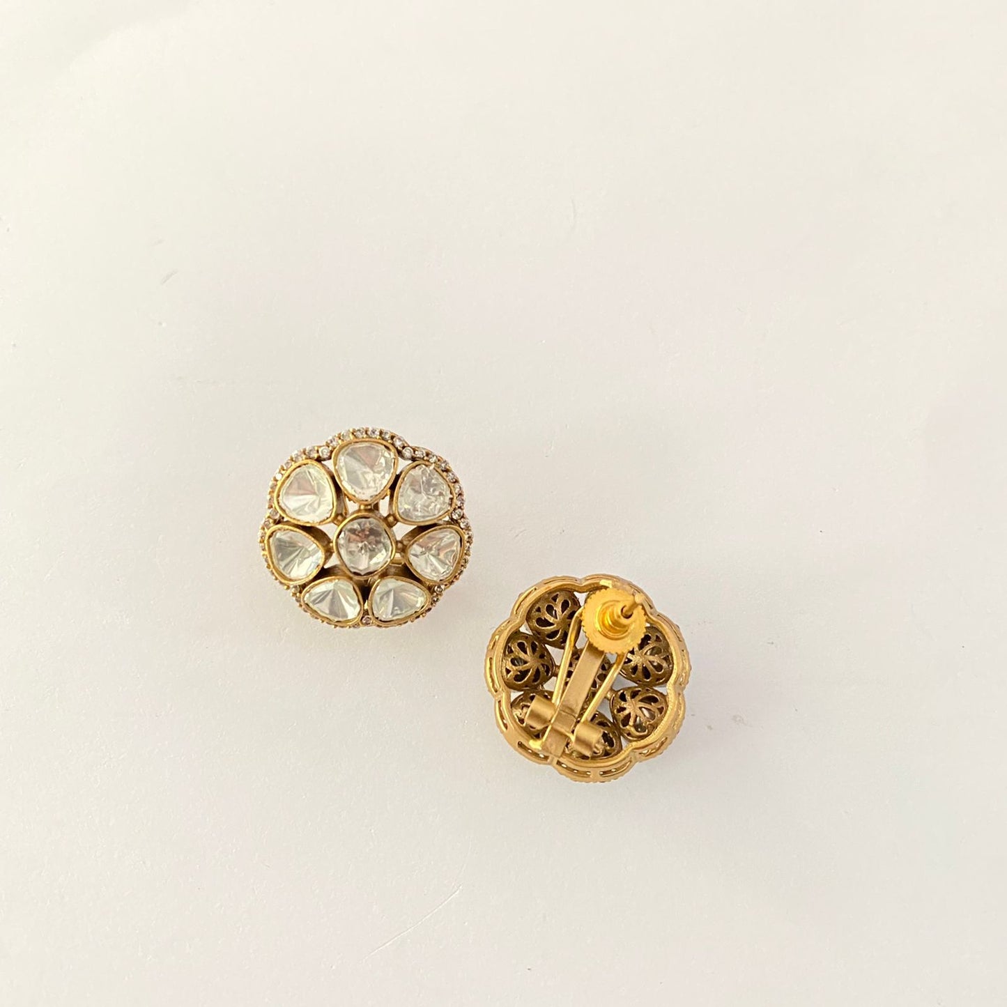 Antique Polki Stud with back Clip