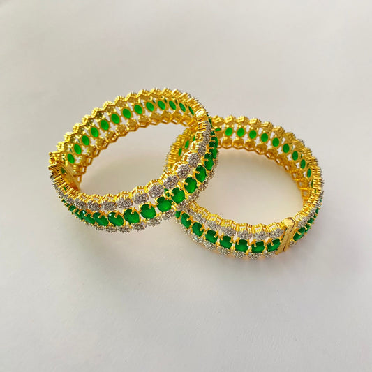 Gold Plated Green Diamond Bracelet