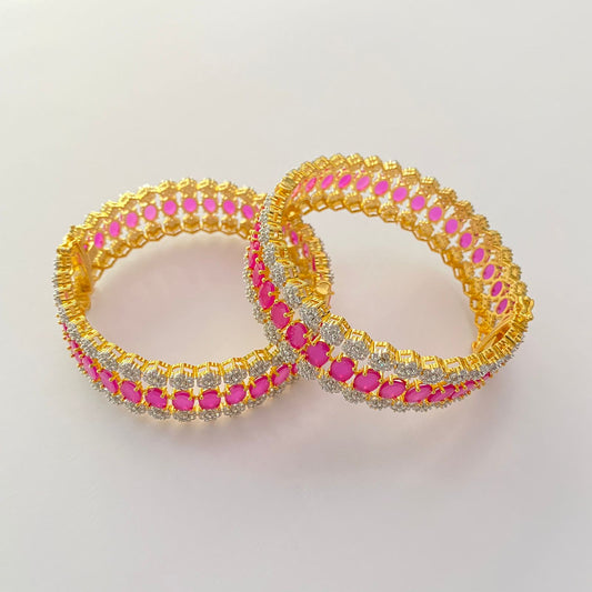 Ruby Gold Plated Diamond Bangle