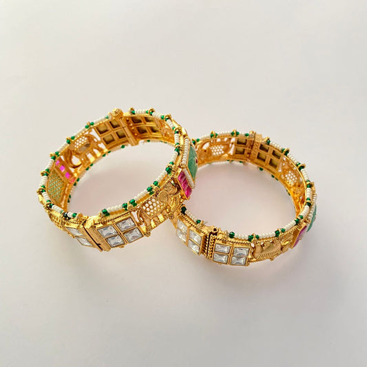 Kundan Gold Plated Elephant Design Bangle