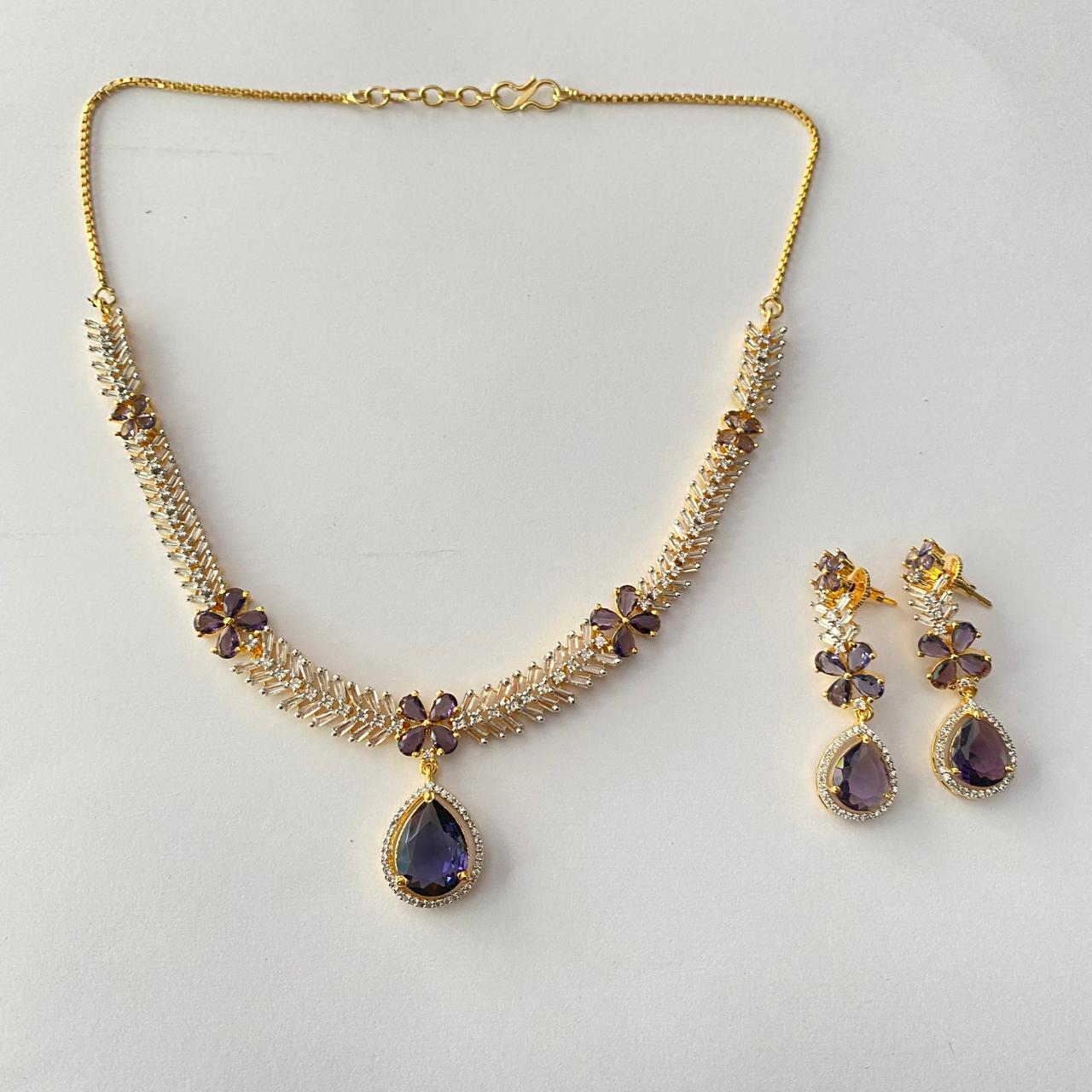Amethyst Gold Plated Necklace Set