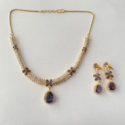 Amethyst Gold Plated Necklace Set