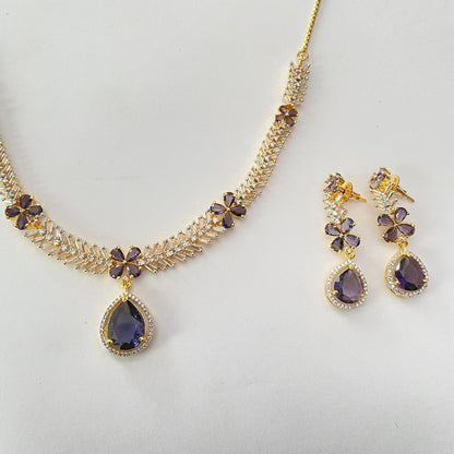 Amethyst Gold Plated Necklace Set
