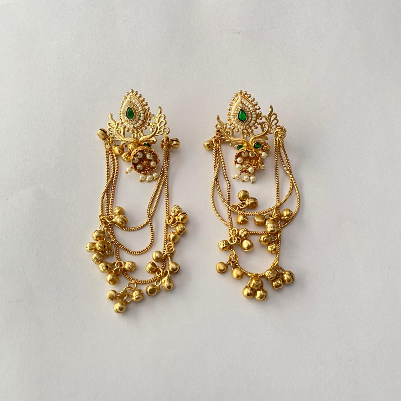 Emerald Gold Plated Kashmir Jhumka Earring