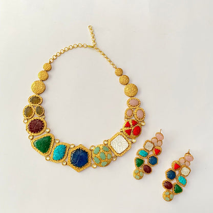Multi Color Gold Plated Necklace Set