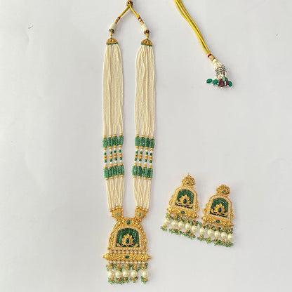 Emerald Gold Plated Long Necklace Set
