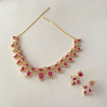 Ruby Gold Plated Necklace Set