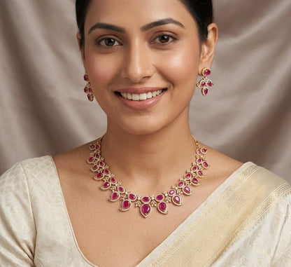 Ruby Gold Plated Necklace Set