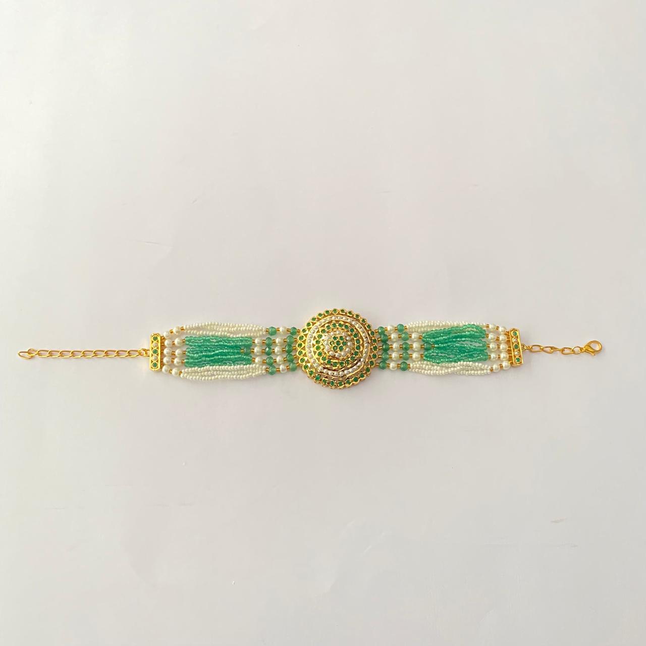 Emerald Gold Plated Jadau Bracelet