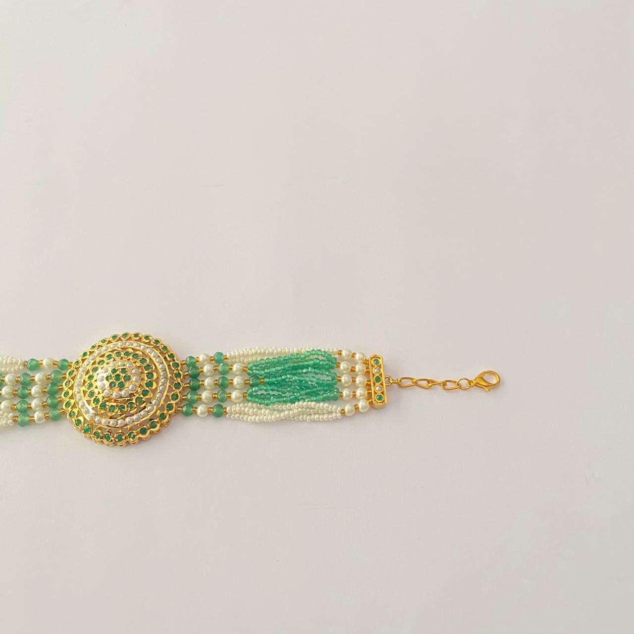 Emerald Gold Plated Jadau Bracelet