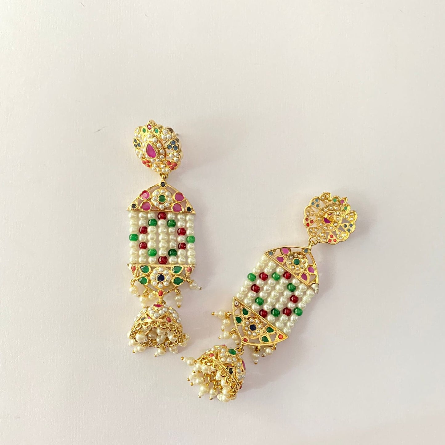 Jadau Multi Gold Plated Hanging Earring