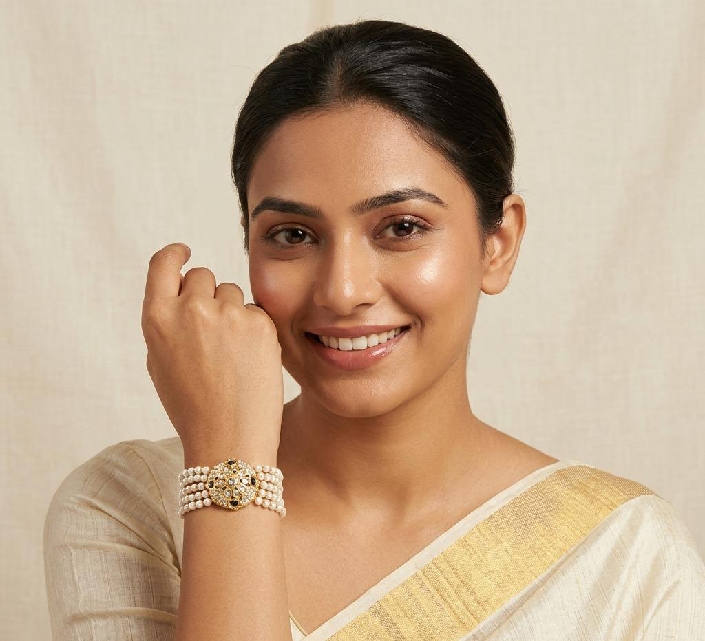 Jadau with Pearl Gold Plated Bracelet