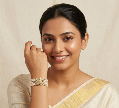 Jadau with Pearl Gold Plated Bracelet