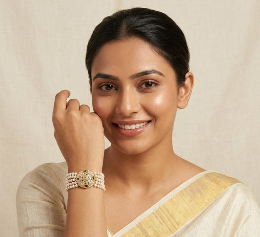 Jadau with Pearl Gold Plated Bracelet