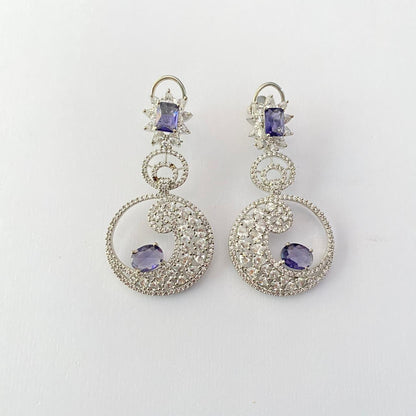 Silver Plated with Diamond Long Dangler Earring.