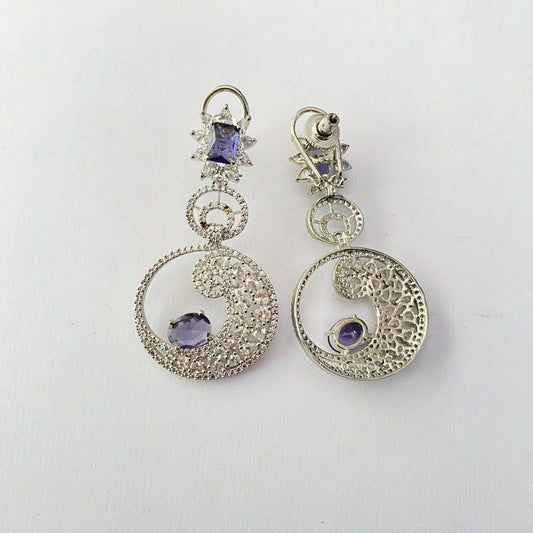 silver Plated with diamond Long Dangler Earring.
