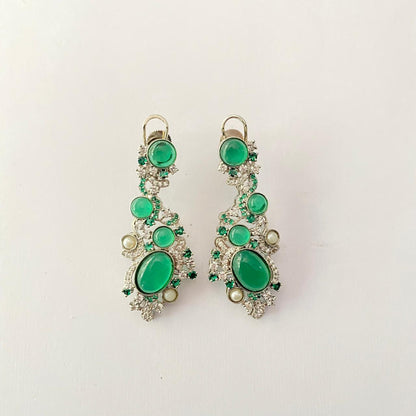 Emerald Silver Plated Earring