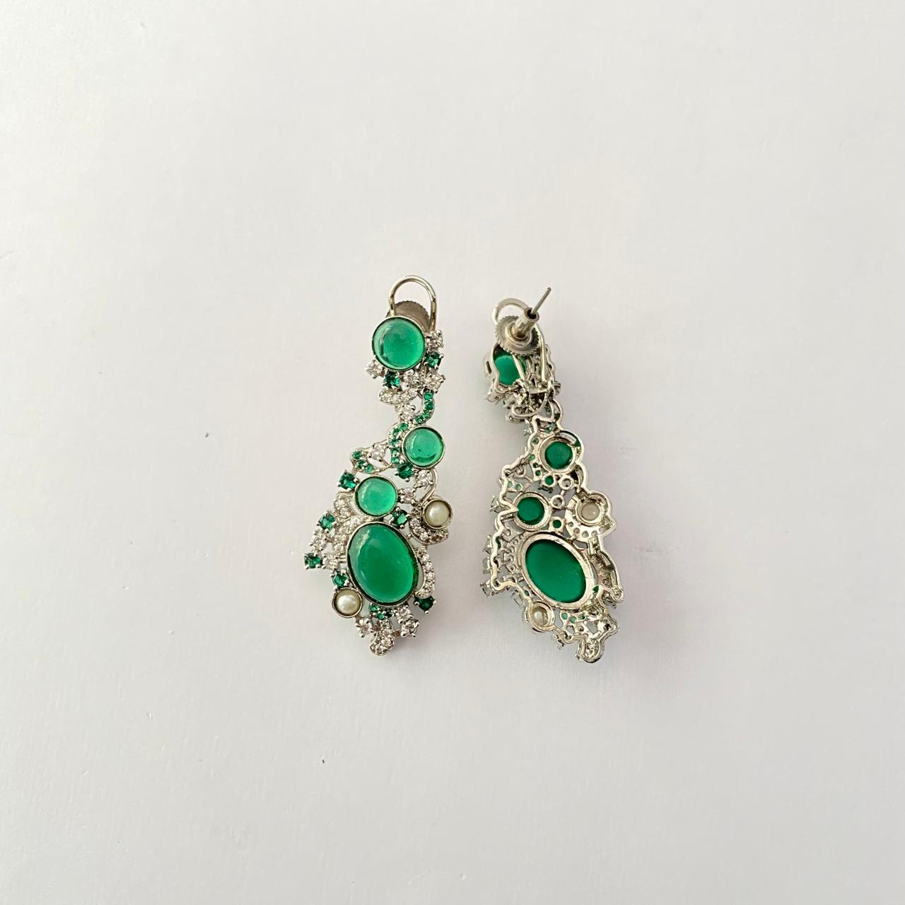 Emerald Silver Plated Earring