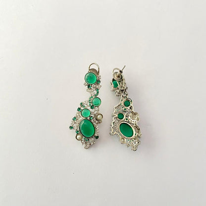 Emerald Silver Plated Earring