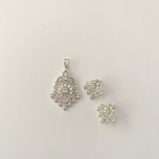 Silver Plated Floral Pendant Set