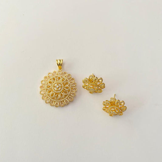 Gold Plated Flower Design Pendant Set