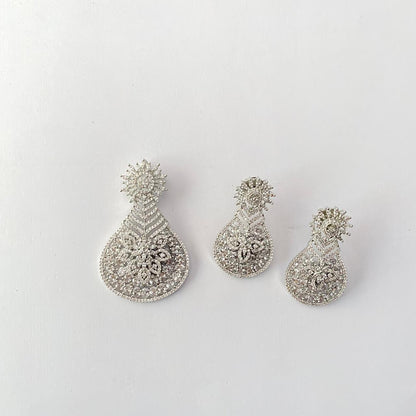 Diamond Silver Plated Pendant Set