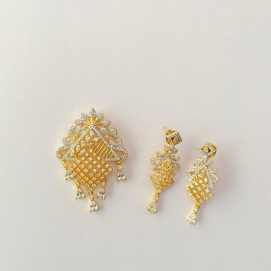 Gold Plated Triangle Shape Pendant Set