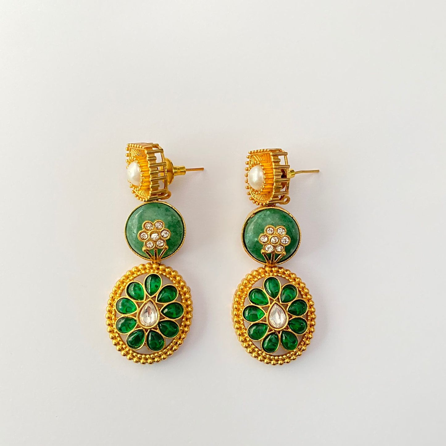 Antique Gold Green Earring