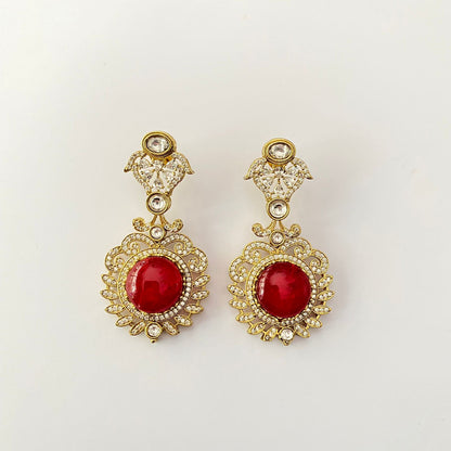 Ruby Antique Gold Plated Earring